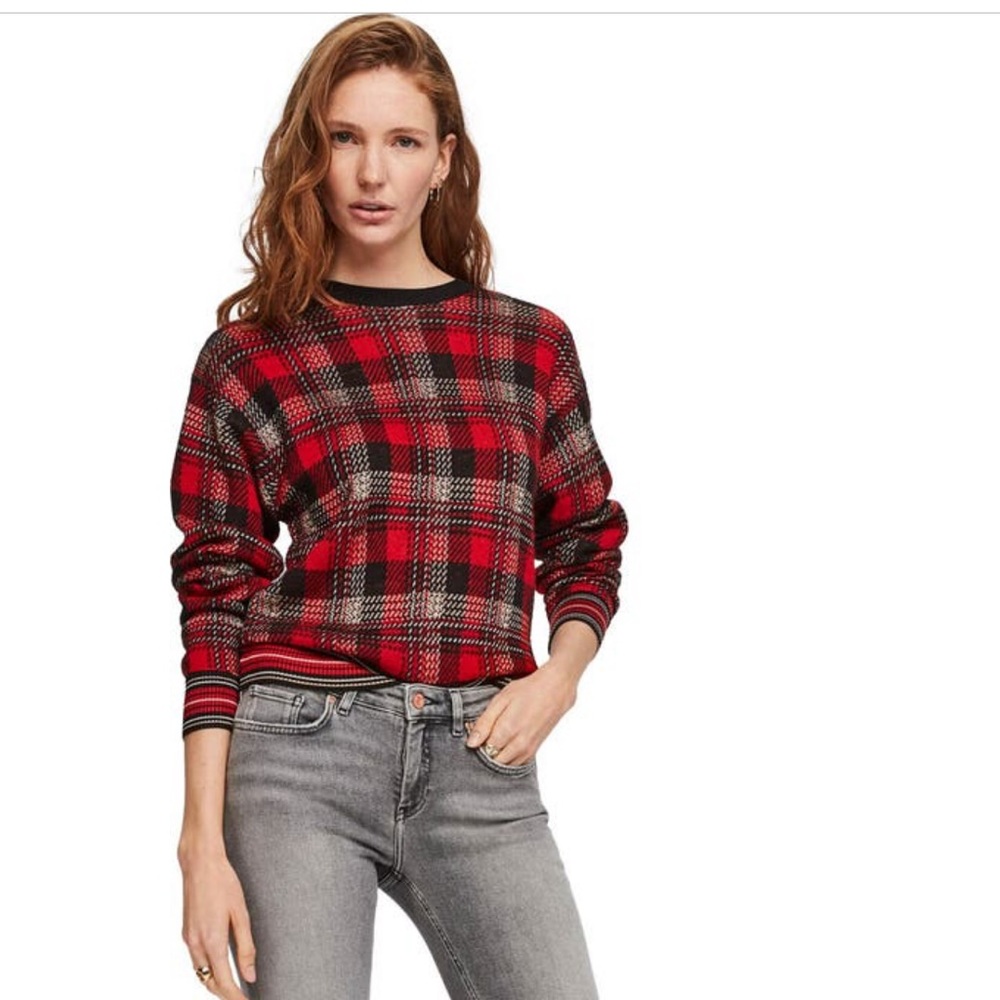Scotch & Soda Red Plaid Sweater